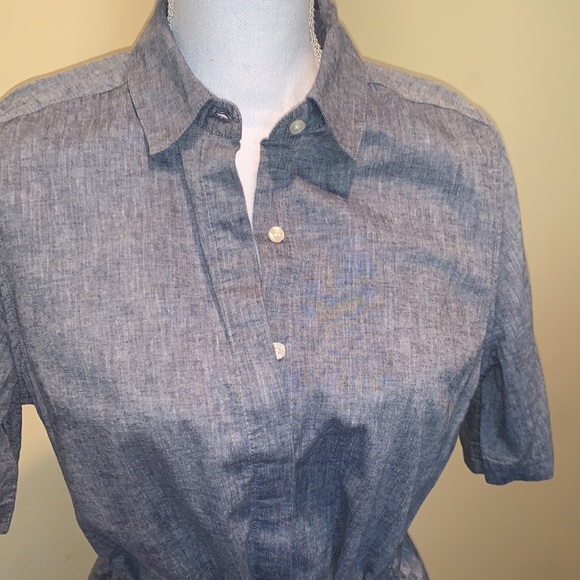 TROVATA Birds of Paradise Chambray Shirt Dress Minimalist Cottagecore Size S - Picture 2 of 8